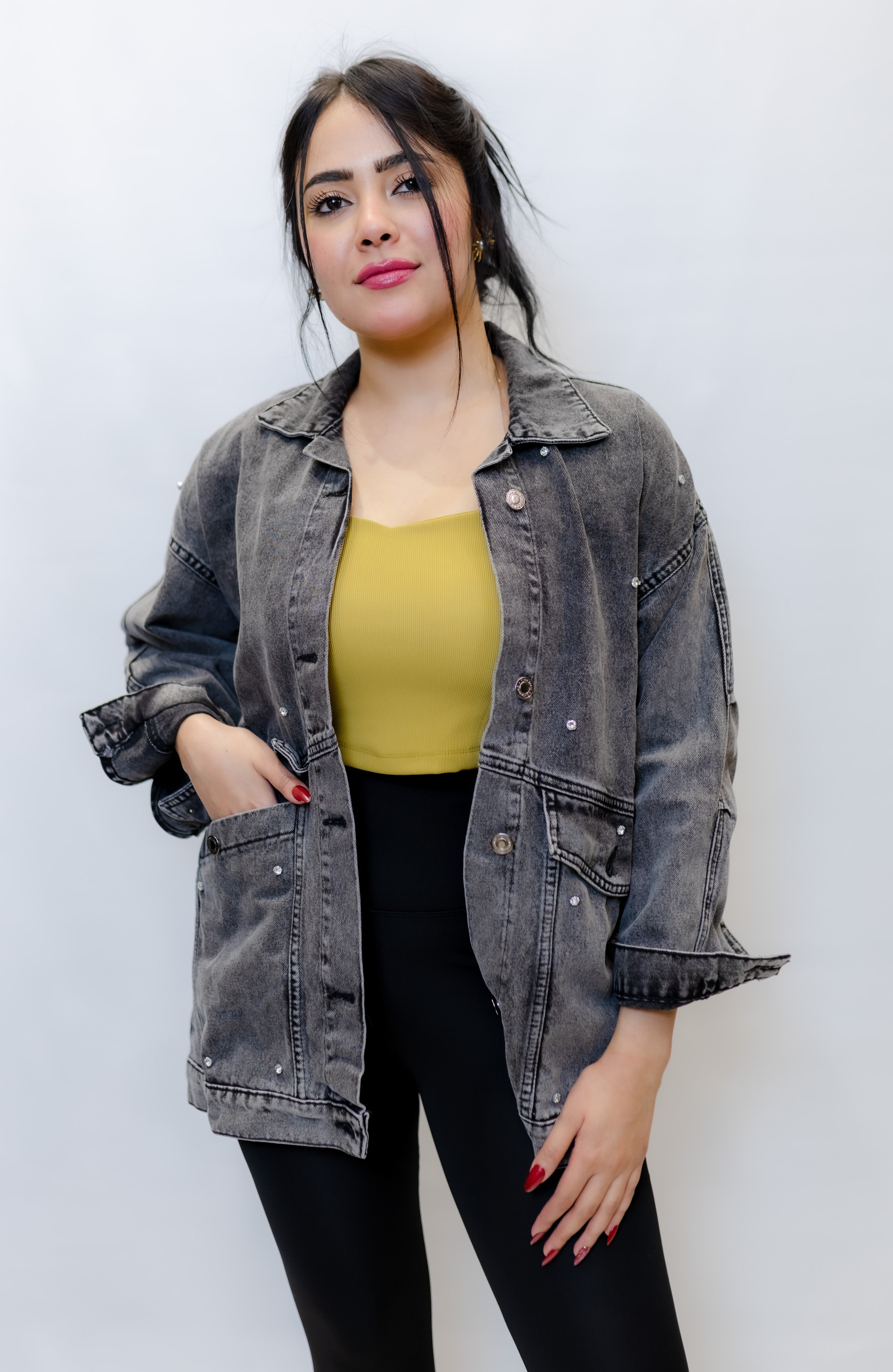 Studded Oversized Denim Jacket