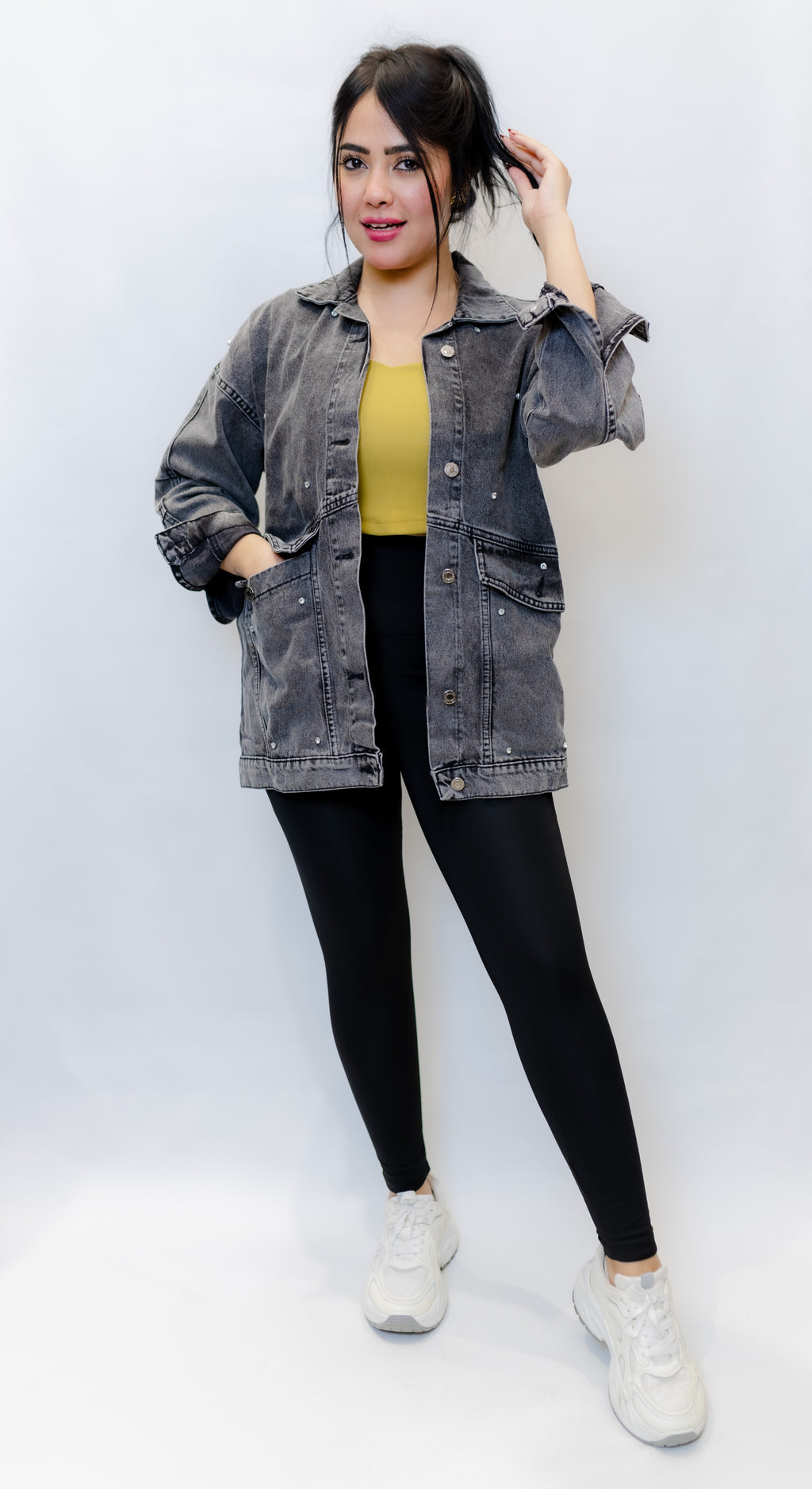 Studded Oversized Denim Jacket