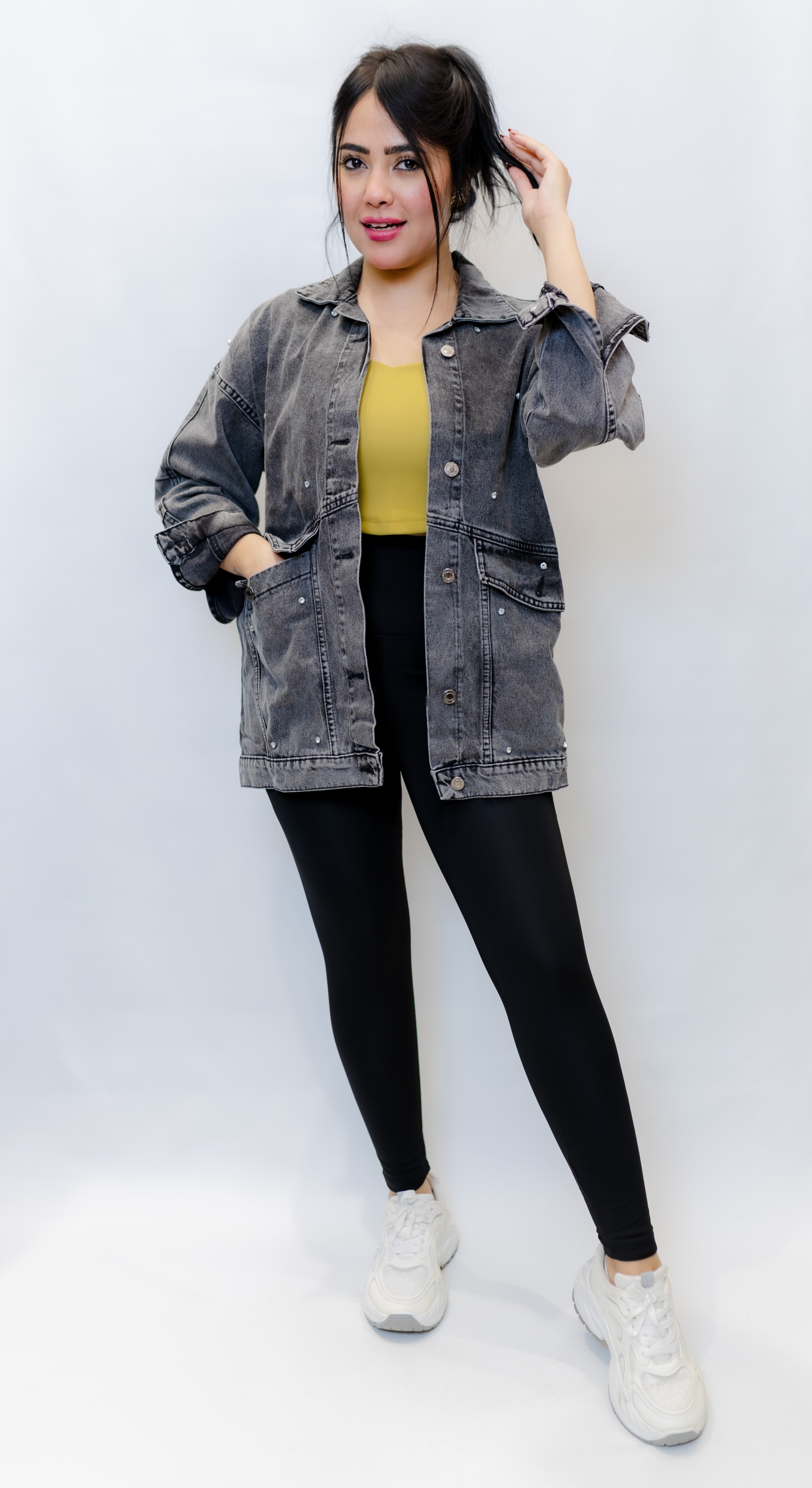 Studded Oversized Denim Jacket