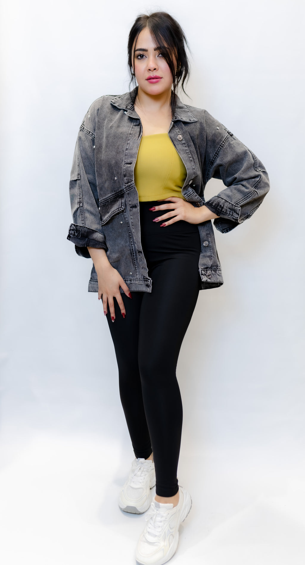 Studded Oversized Denim Jacket