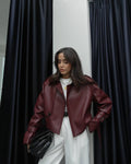 BURGUNDY LEATHER JACKET