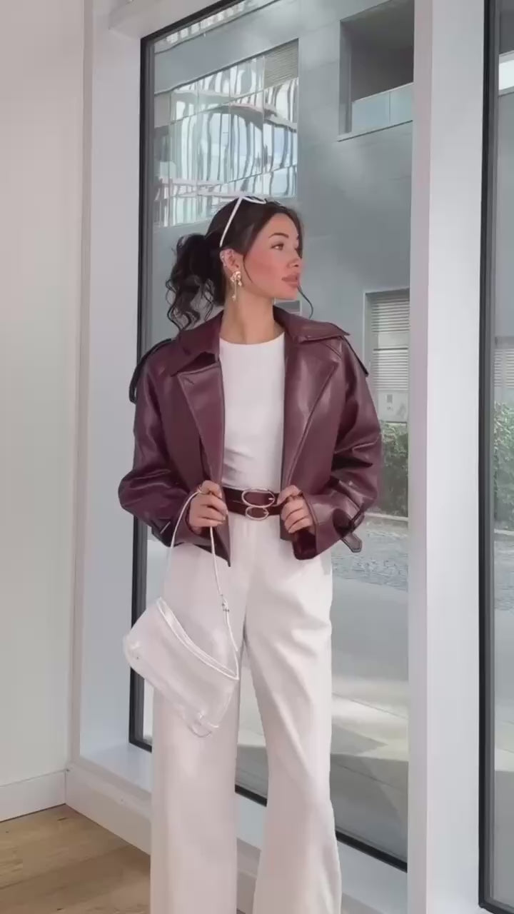BURGUNDY LEATHER JACKET