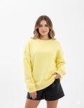 Oversized Yellow Sweatshirt with Back Zipper