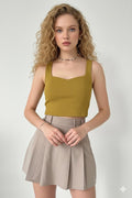 Square Neck Knit Crop Top – Mustard